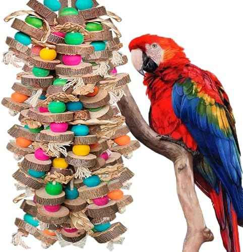 Parrot Toys for Large Birds, Multicolored Wooden Blocks Bird Chewing