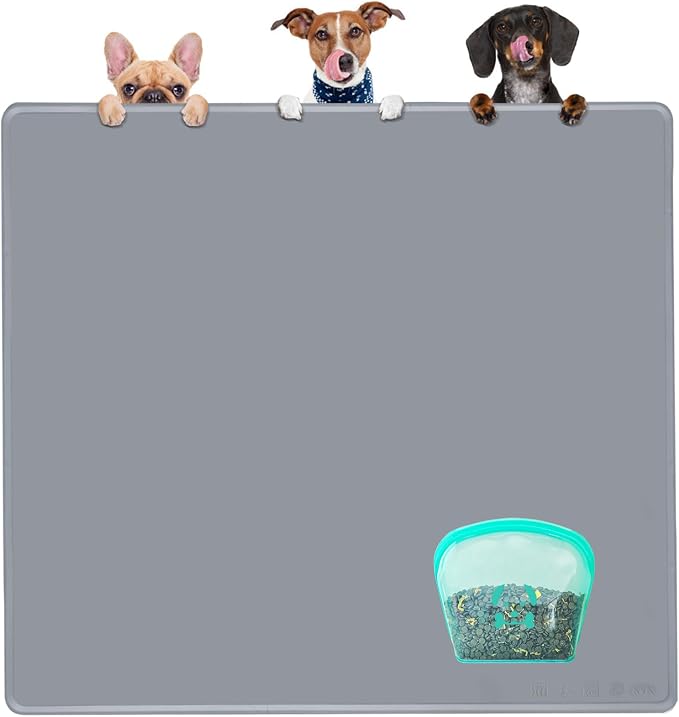 Extra Extra Large Silicone Dog Food Mat 39.4×43.3in and 128oz Silicone Bag Set by Unknown