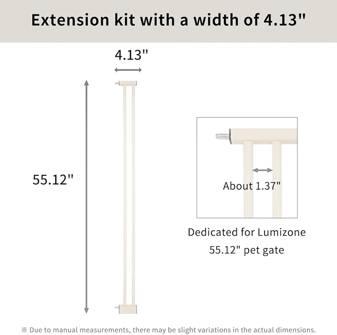 Lumizone Extra Tall Pet Gate 55.12" High Pressure Mounted 4.13" Wide Extension - Image 2