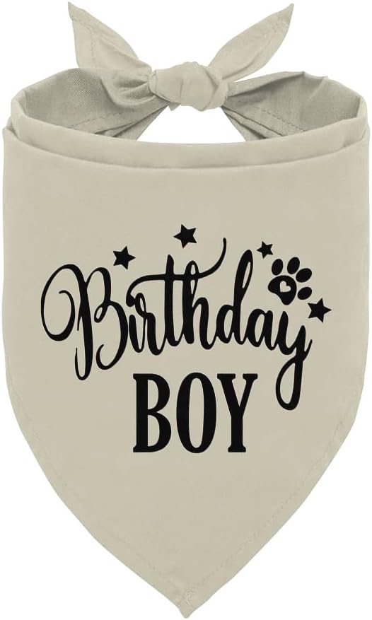 Birthday Boy Dog Bandana, Apricot Pet Triangle Scarf for Birthday