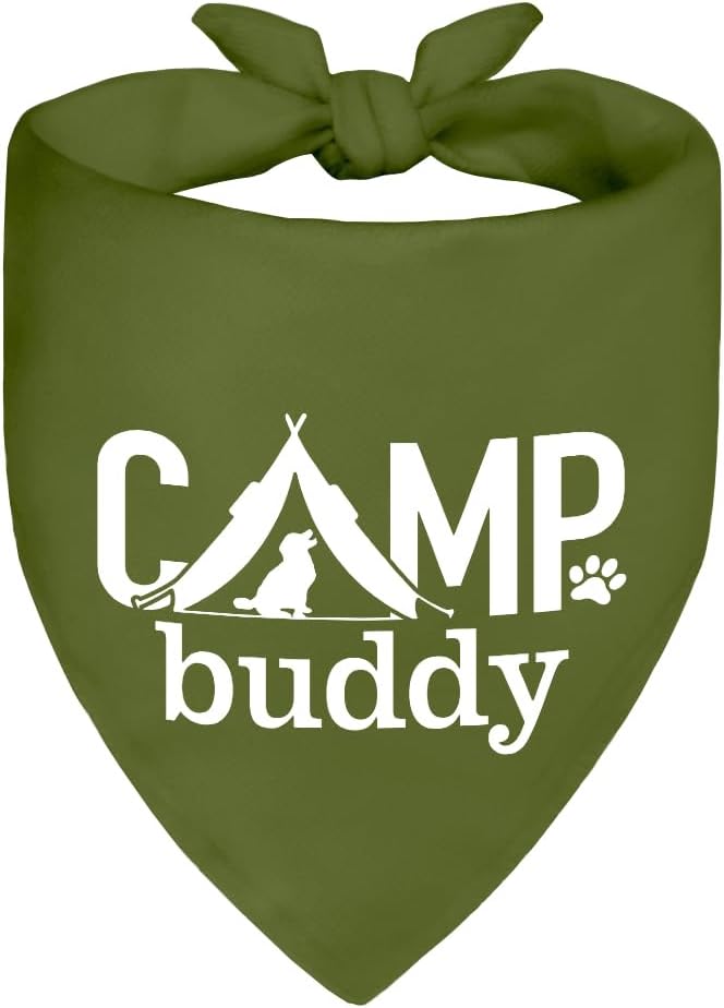 Camp Buddy Green Dog Bandana, Funny Puppy Scarf Photo Prop by ZBBFSCSB