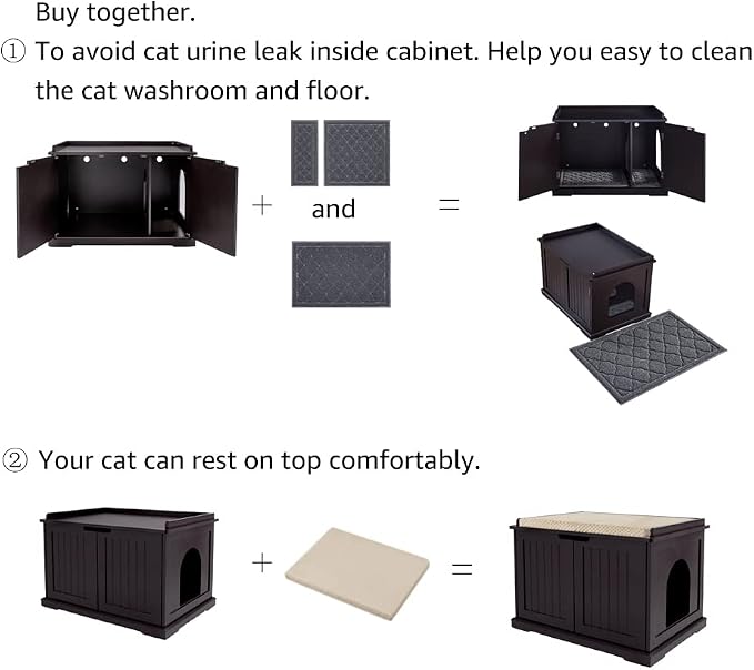 unipaws Cat Litter Box Enclosure Furniture, Cat Washroom, Hidden Litter Box - Image 7