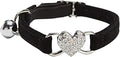 Heart Bling Cat Collar with Safety Belt and Bell Adjustable 8-10 inches by WDPAWS
