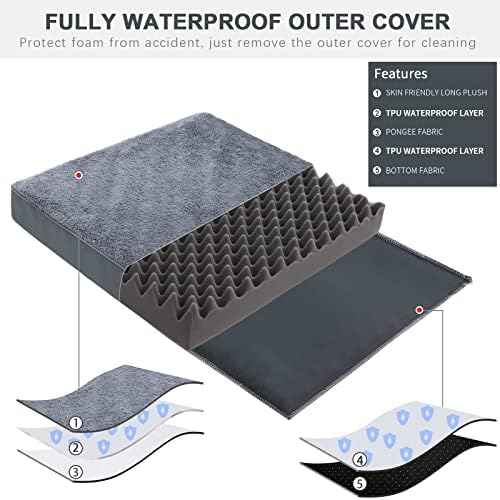 Waterproof Dog Crate Bed for Small Dogs Orthopedic 23x17 Grey