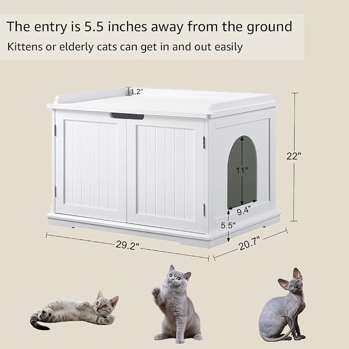 unipaws Cat Litter Box Enclosure Furniture, Cat Washroom, Hidden Litter Box - Image 6
