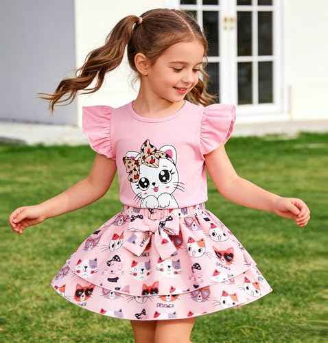 Girls Skirt Set 2 Piece Outfit Toddler Summer Clothes Ruffle Sleeve