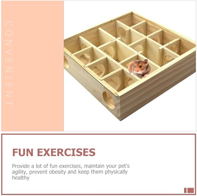 Wooden Hamster Maze Toy Multi-Grid Maze Household Hamster Hideaway Toy Small - Image 4