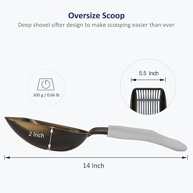 WePet Cat Litter Scoop, Non-Stick Plated Aluminum Alloy Sifter, Kitty Durable - Image 5