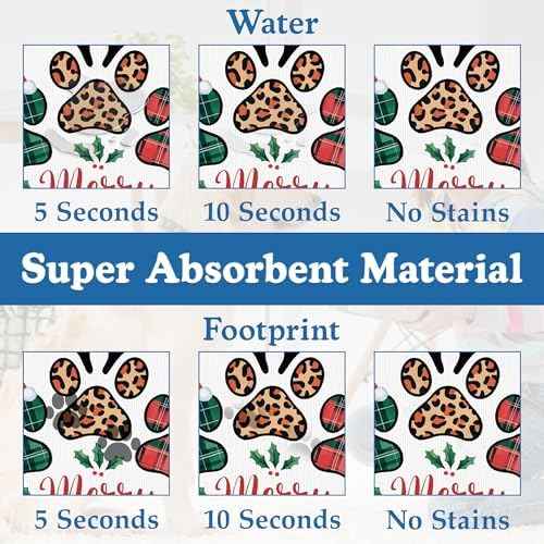 Dog Christmas Dog Food Mat–Absorbent Quick Dry Feeding Placemat for