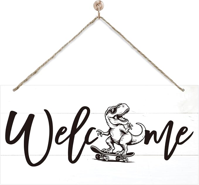 Welcome Sign for Front Door, Welcome Decor Wooden Hanging Sign, Fun and Trendy by corner+wind