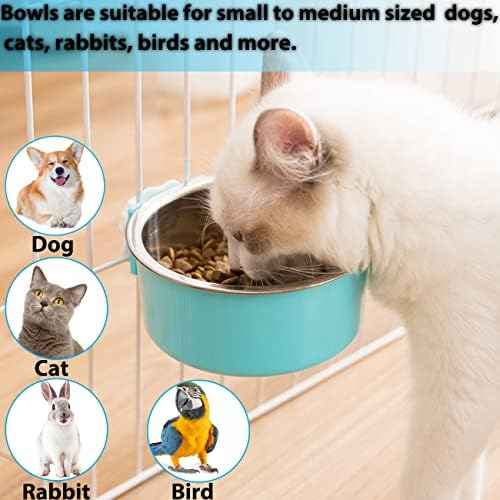 Mechpia 2 Pieces Crate Dog Bowl, Removable Stainless Steel Pet Kennel