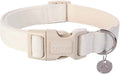 DOGWONG Cotton Hemp Dog Collar, Heavy-Duty White Dog Collar Adjustable Soft