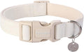 DOGWONG Cotton Hemp Dog Collar, Heavy-Duty White Dog Collar Adjustable Soft by DOGWONG