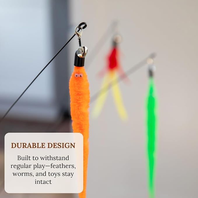 Cat Toys Set Cat Fishing Pole Retractable Wand Suction Cup & Hanging Teaser Wand - Image 8
