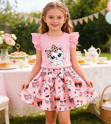 Girls Skirt Set 2 Piece Outfit Toddler Summer Clothes Ruffle Sleeve