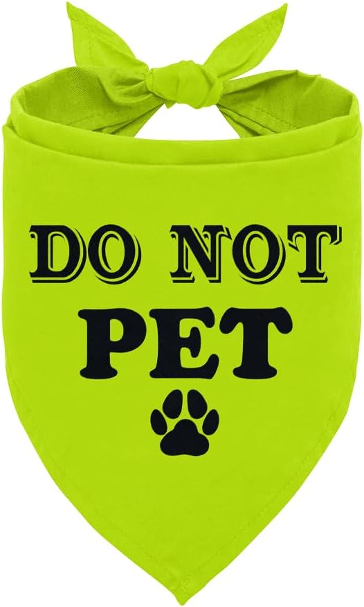 Do Not Pet Dog Bandana, Fluorescent Yellow Dog Bandana, Funny Cute Pet Triangle by ZPPRJF
