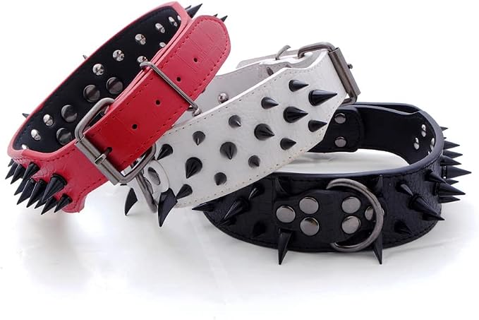 Serijoars Spiked Studded Dog Collar, PU Leather Dog Collar, Adjustable Pet - Image 4