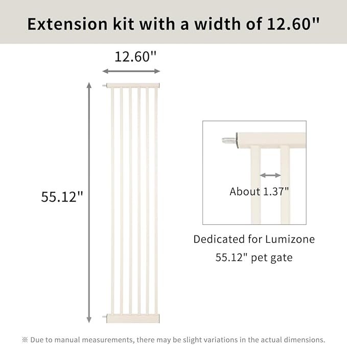 Lumizone Extra Tall Pet Gate 55.12" High Pressure Mounted 12.60" Wide Extension - Image 2