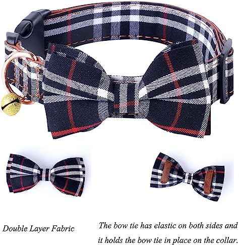 Yizepet Dog Collar with Bow Tie- Adjustable pet Collar for Dogs with