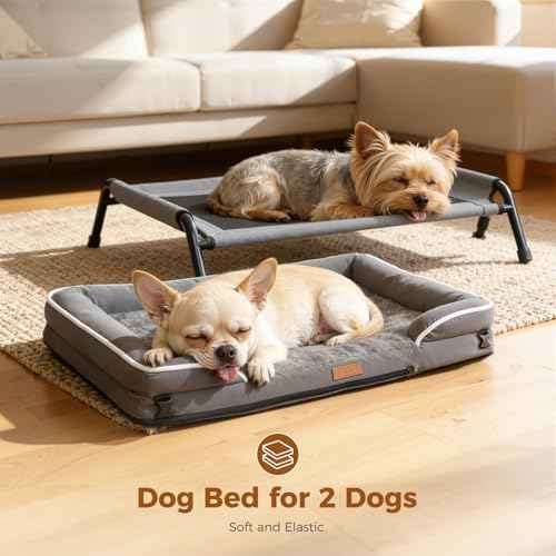 Lekereise Outdoor Elevated Dog Beds for Small Dogs, Portable Indoor &