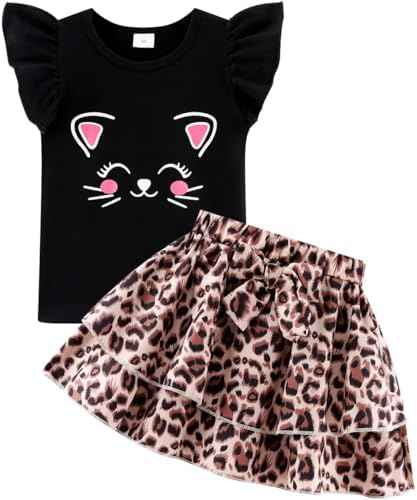 Girls Skirt Set 2 Piece Outfit Toddler Summer Clothes Ruffle Sleeve