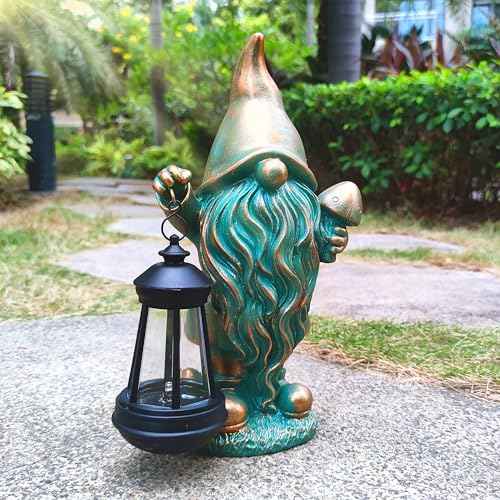 JOYBEE Garden Statues Gnomes with Solar Lantern Outdoor Decor-Gnomes