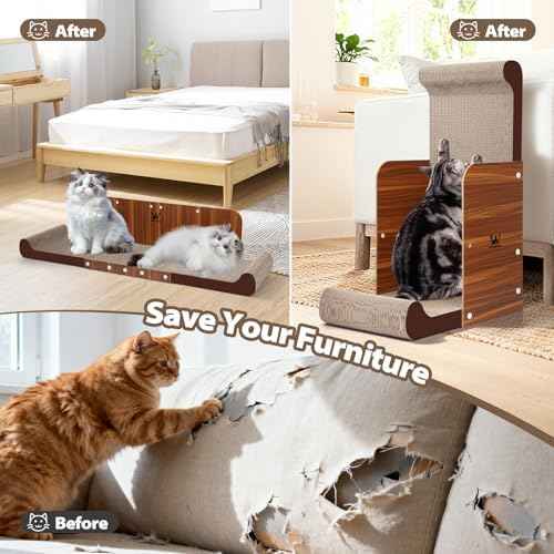 34 Inch Cat Scratcher Bed, Upgraded Cardboard Scratching Pad, Extra
