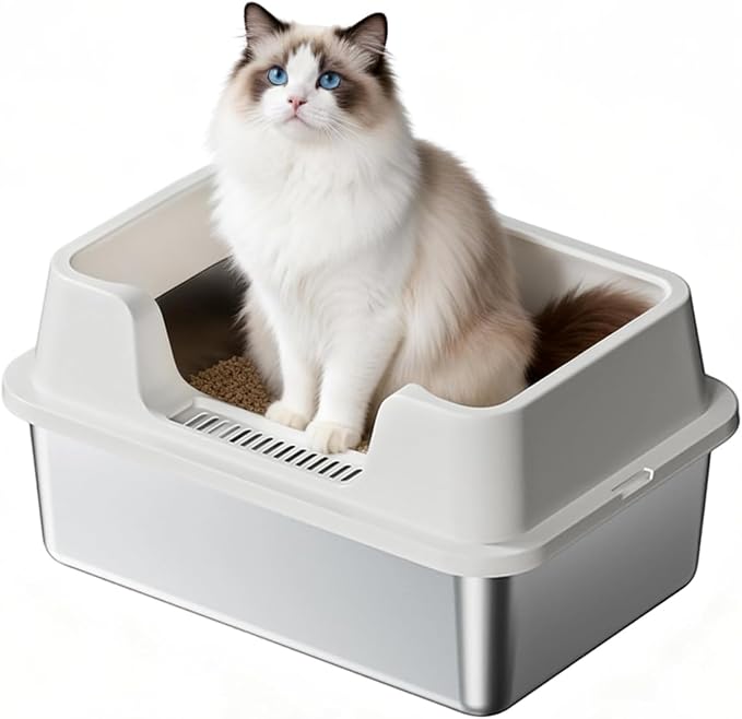 Stainless Steel Litter Box, XL Enclosed Cat Litter Boxes by Garvee