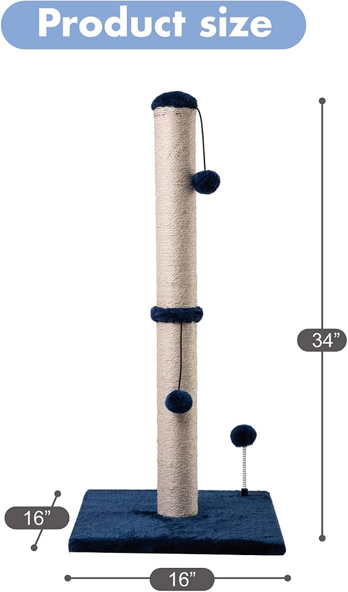 MECOOL 34“ Tall Cat Scratching Post Premium Basics Kitten Scratcher Sisal - Image 5