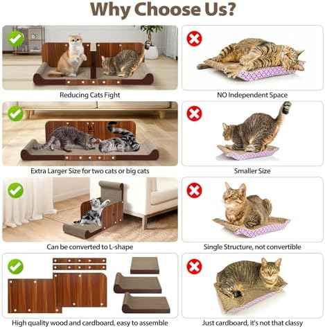 34 Inch Cat Scratcher Bed, Upgraded Cardboard Scratching Pad, Extra
