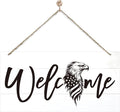 Welcome Sign for Front Door, Welcome Decor Wooden Hanging Sign, Patriotic Theme by corner+wind