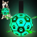 Glow in The Dark Dog Toys, 8'' Dog Soccer Ball with Straps Upgraded