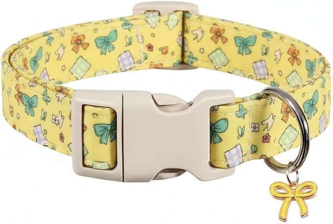 Small Dog Collar with Cute Bowtie Print, Girl Dog Collar by Britwicfr