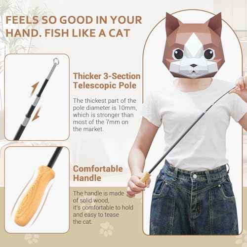 ROSAUI Cat Teaser Wand Toys, Interactive Bird Toys for Indoor Kittens