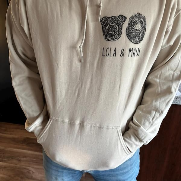 Personalized Dog Hoodie Sweatshirt, Custom Line Art Portrait Dogs Cats Hoodie - Image 2