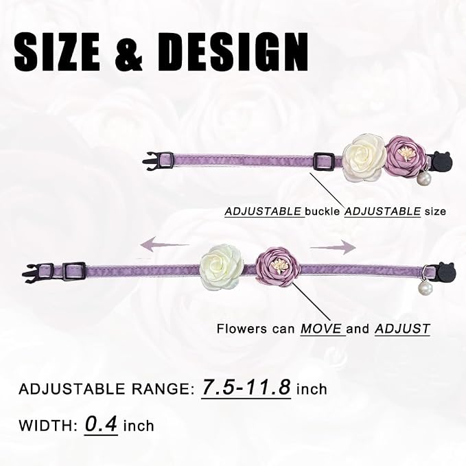 Fupo Purple Cat Collars for Girl Cats Breakaway Kitten Collar - Image 3