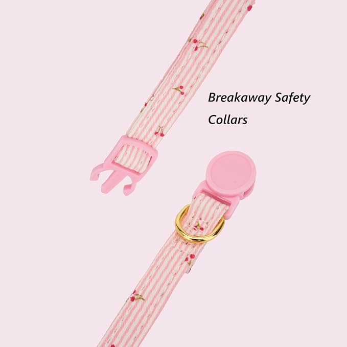 Cotton Bowtie Cat Collar with Bell 2 Pack Adjustable Breakaway Kitten Collars - Image 4