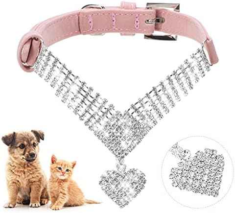 EXPAWLORER Cute Dog Necklace - Rhinestone Dog Collar, Soft Velvet