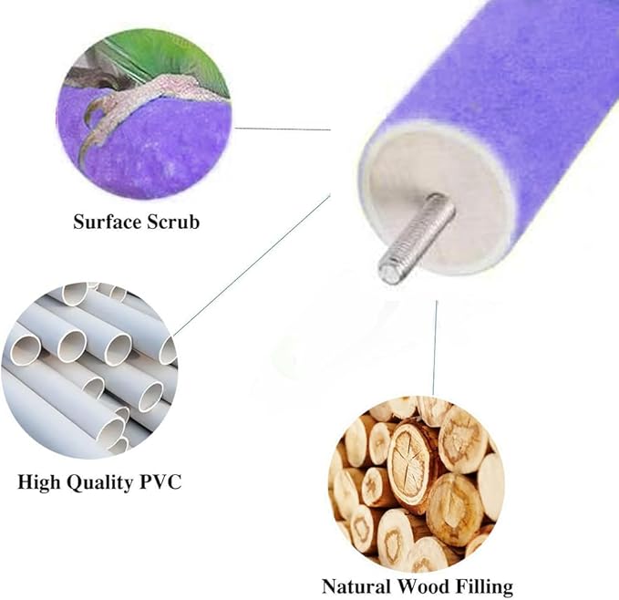 2Pcs 6.1Inch Purple U Shape Rough-surfaced Sands Stick Bird Perches Bird Cage - Image 3
