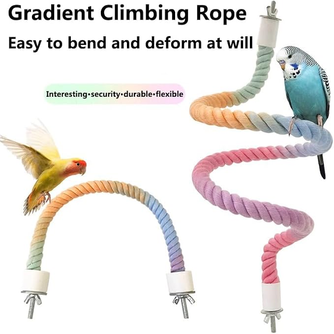 3Pcs Rope Perches for Bird Cages, Rope Perch for Parrots, Cockatiels & Parakeets - Image 2
