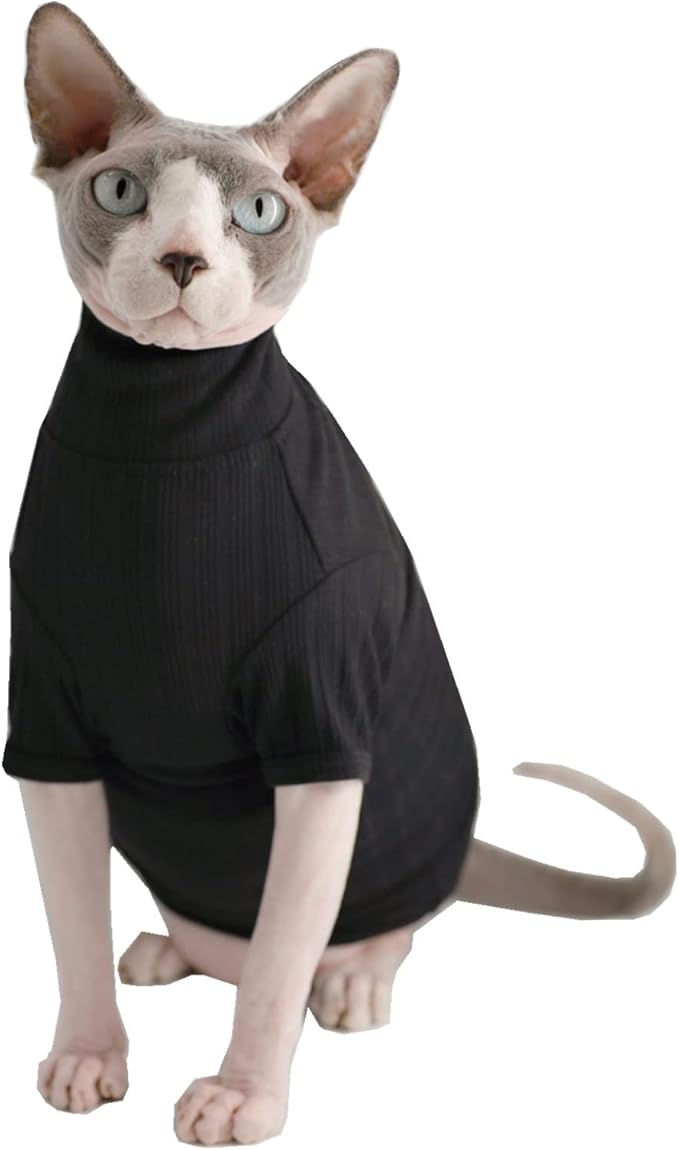 Sphynx Hairless Cats Shirt Cotton Cat Turtleneck Sweater Pullover Kitten by Kitipcoo