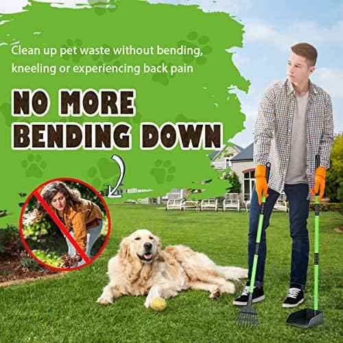 MXF Pooper Scooper, Dog Pooper Scooper Long Handle Stainless Metal