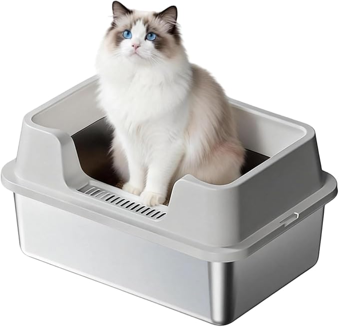 Stainless Steel Litter Box, XL Enclosed Cat Litter Boxes by Garvee