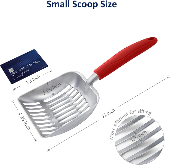 WePet Cat Litter Scoop, Aluminum Alloy Sifter, Kitty Metal Scooper, Deep Shovel - Image 2