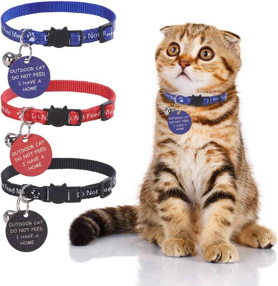 KOOLTAIL Cat Collar with Bell,3 Pack Do Not Feed Cat Collars with