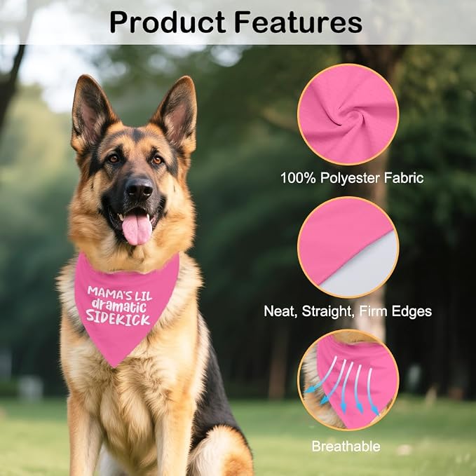 Mama's Lil Dramatic Sidekick Pink Dog Bandana, Mother's Day Birthday - Image 3