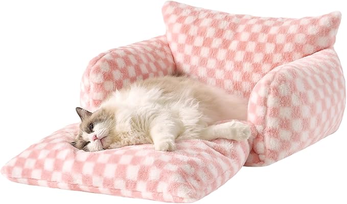 Hollypet Cat Bed Fluffy Plush Mutifuctional Double-Layer Soft Pet Couch - Image 2