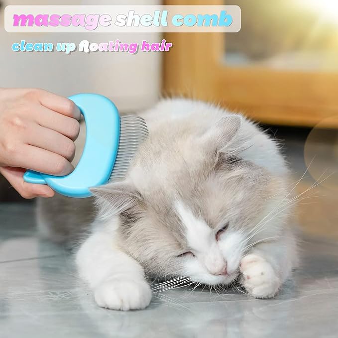 Cat Comb Pet Short Long Hair Removal Massaging Shell Comb Soft Deshedding Brush - Image 3