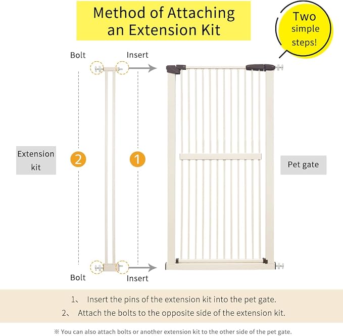 Lumizone Extra Tall Cat Gate Extension Kit 61.02" High Pressure Mounted 4.13" - Image 2