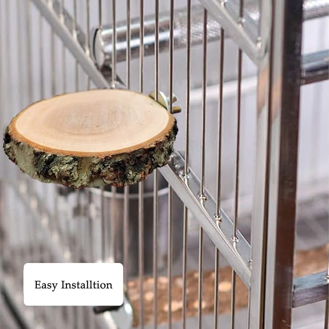 Hamiledyi Wood Bird Perch, Natural Wooden Stand Platform Parrot Cage Accessories - Image 4